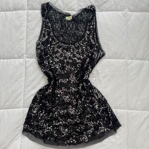 Vintage Y2K Plus size Zebra Sequence Sparkly Tank Top